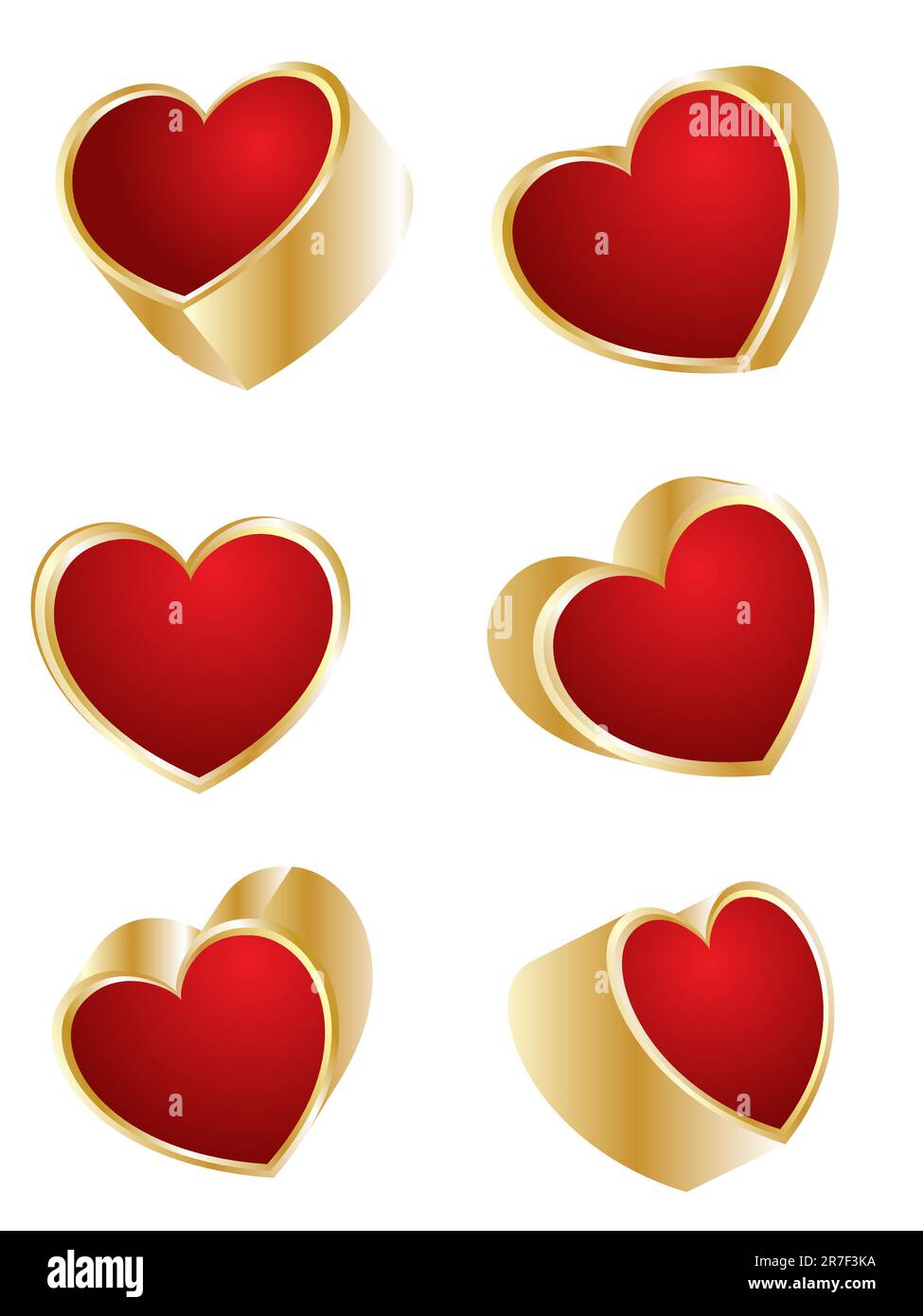 vector eps 10 illustration of an equipment of red and golden valentine`s hearts Stock Vector
